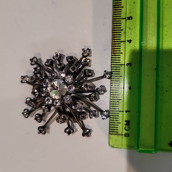 Vintage 1920 brooch, bursting star, silver and crystal - Picture 7 of 7